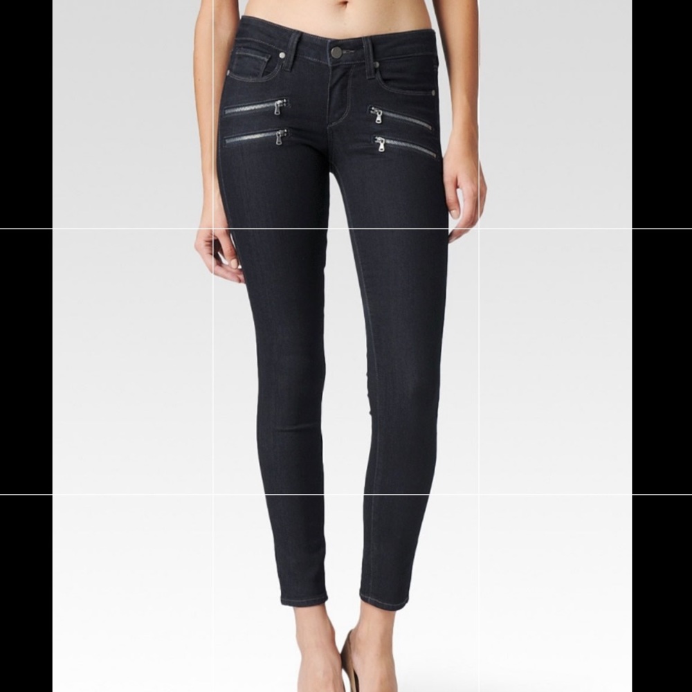 Paige Edgemont- in twilight wash. Skinny mid rise jeans.